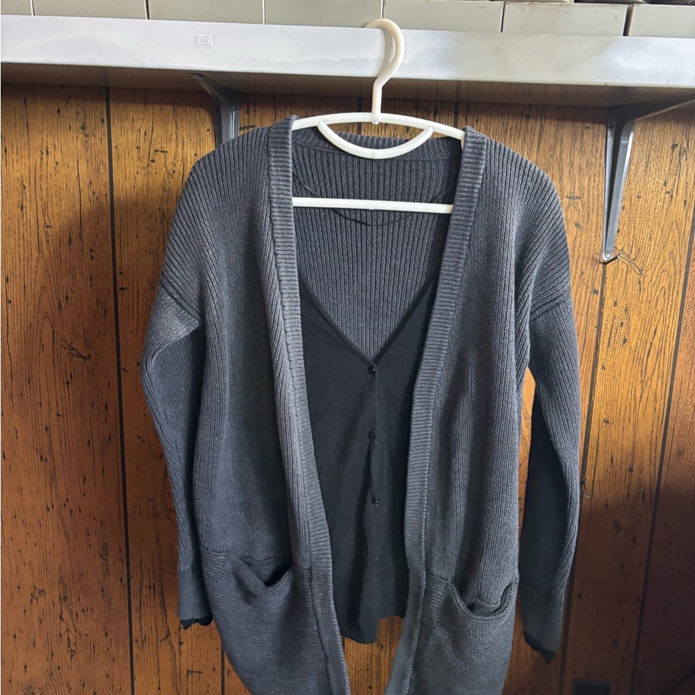 Lululemon Women's Charcoal Gray Open-Front Cardigan Sweater